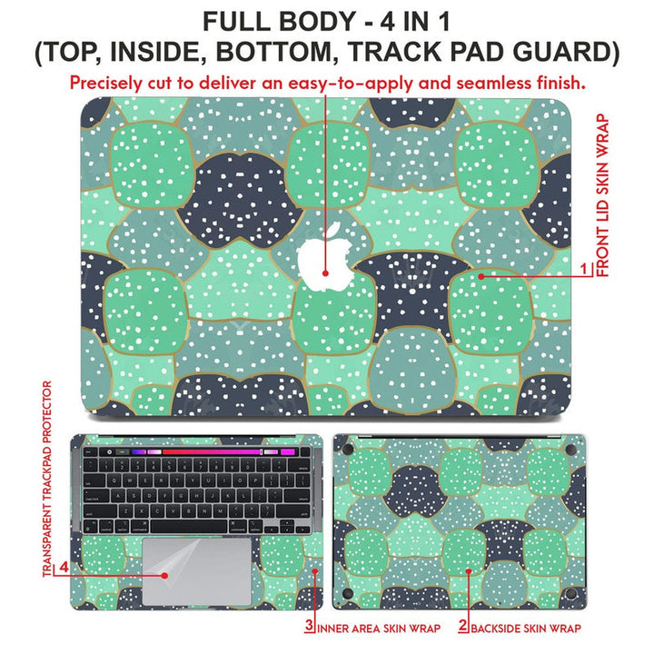 Laptop Skin for Apple MacBook - White Dots on Green Bubbles - SkinsLegend