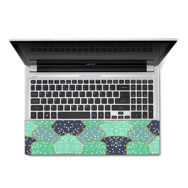 Full Panel Laptop Skin - White Dots on Green Bubbles