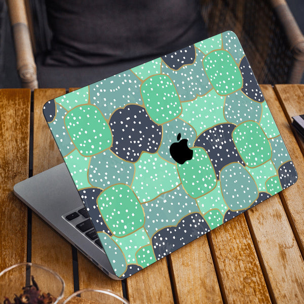 Laptop Skin for Apple MacBook - White Dots on Green Bubbles - SkinsLegend