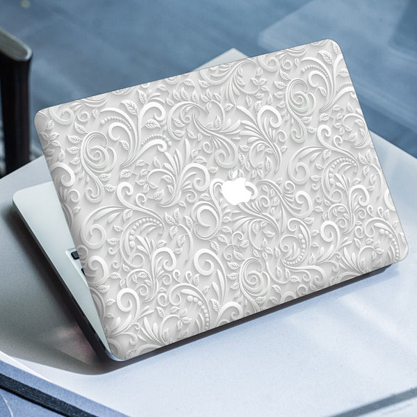 Laptop Skin for Apple MacBook - White Floral 3D Design - SkinsLegend