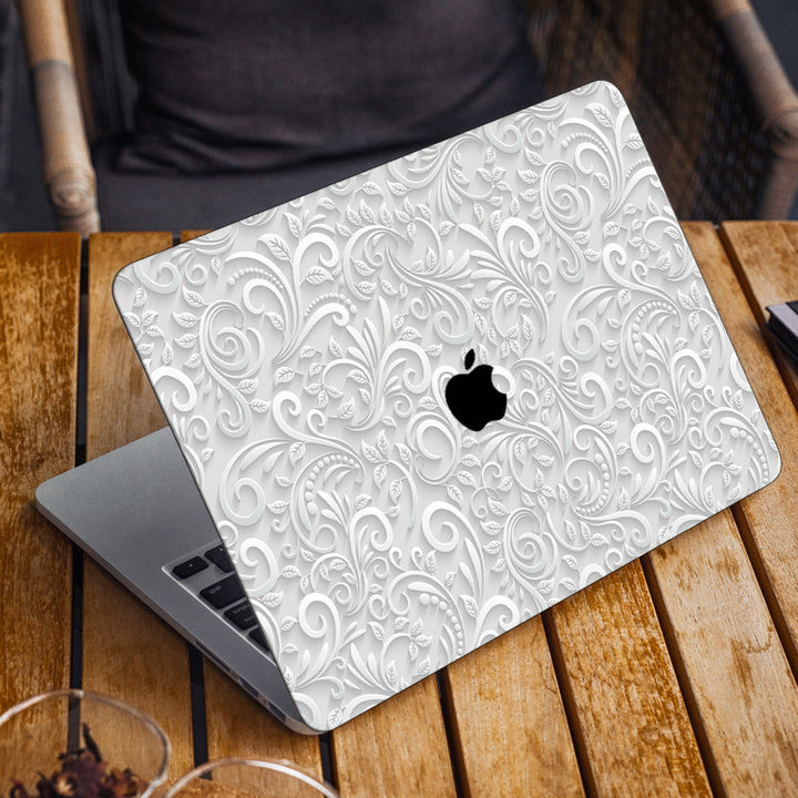 Laptop Skin for Apple MacBook - White Floral 3D Design - SkinsLegend