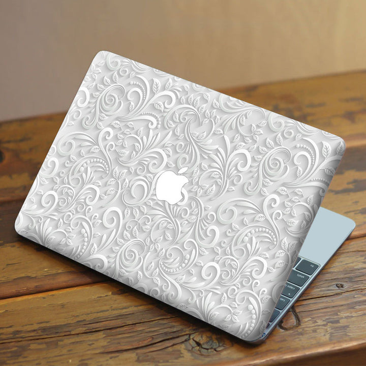 Laptop Skin for Apple MacBook - White Floral 3D Design - SkinsLegend