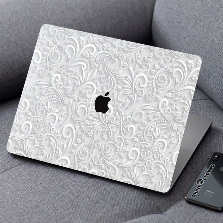 Laptop Skin for Apple MacBook - White Floral 3D Design - SkinsLegend