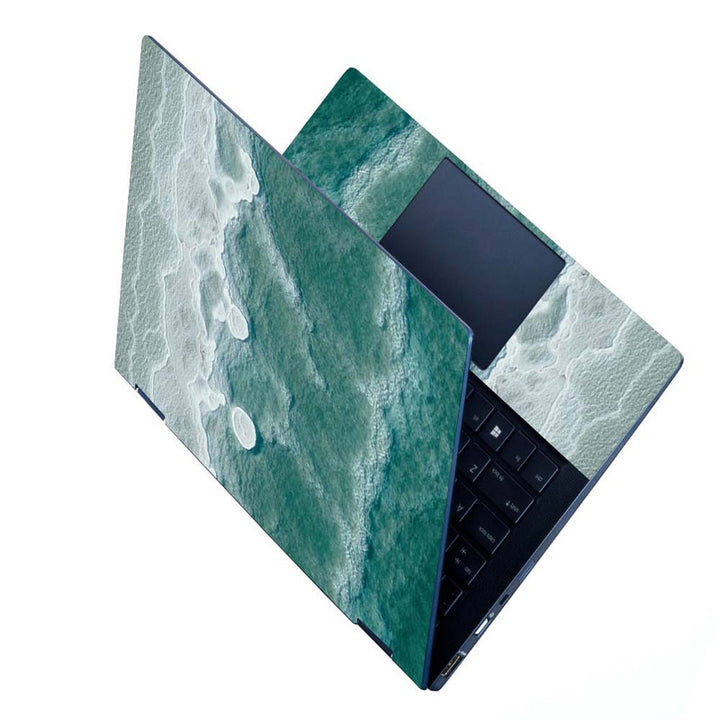 Full Panel Laptop Skin - White Green Sea