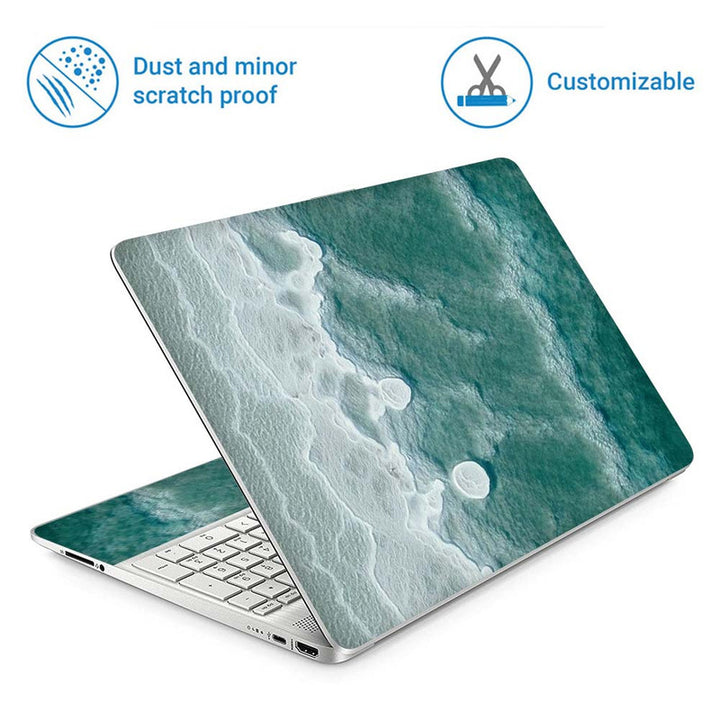 Full Panel Laptop Skin - White Green Sea