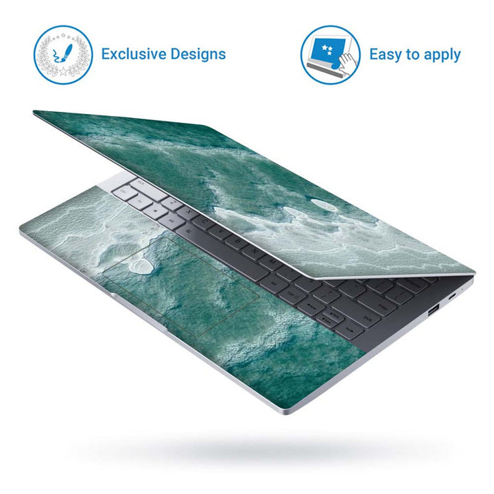 Full Panel Laptop Skin - White Green Sea