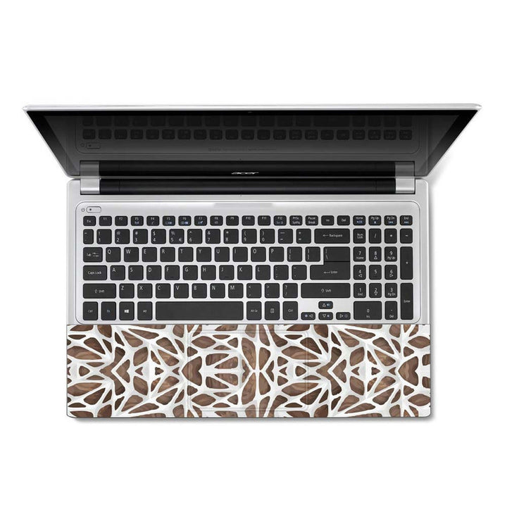 Full Panel Laptop Skin - White Net on Brown