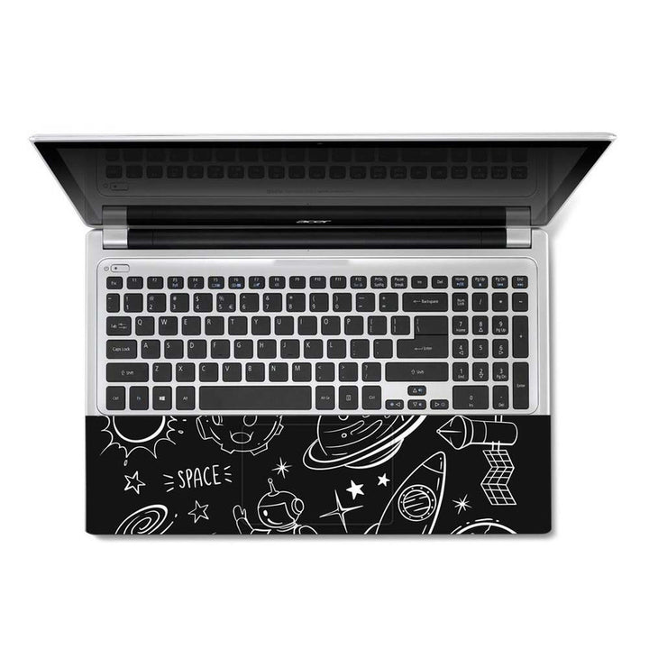 Full Panel Laptop Skin - White Space Symbols on Black