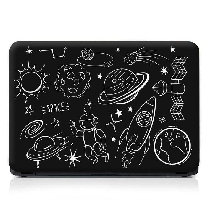 Full Panel Laptop Skin - White Space Symbols on Black