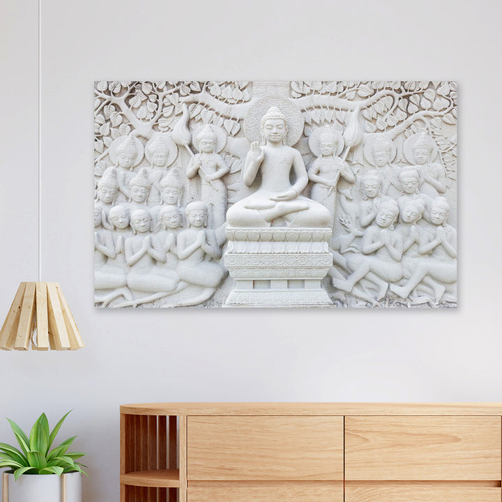 FineArts Rolled Canvas Painting - White Buddha - SkinsLegend