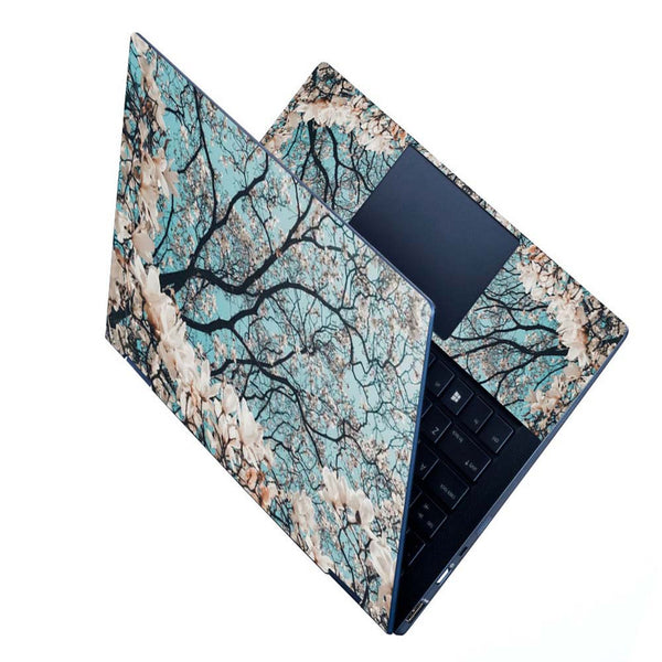 Full Panel Laptop Skin - Whitr Floral Stem