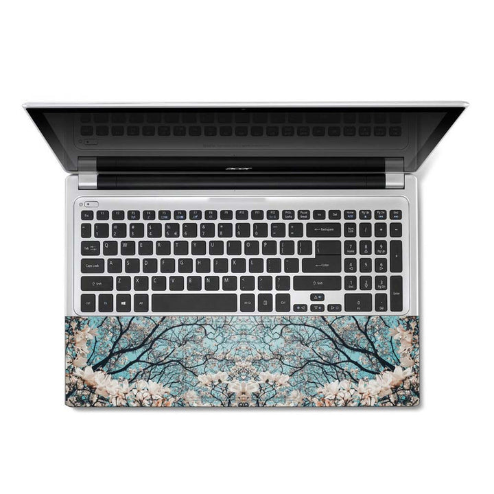 Full Panel Laptop Skin - Whitr Floral Stem