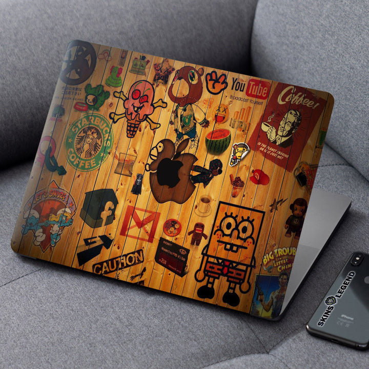 Laptop Skin for Apple MacBook - Wooden Drawing - SkinsLegend