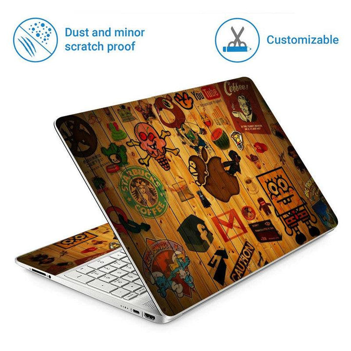 Full Panel Laptop Skin - Wooden Drawing