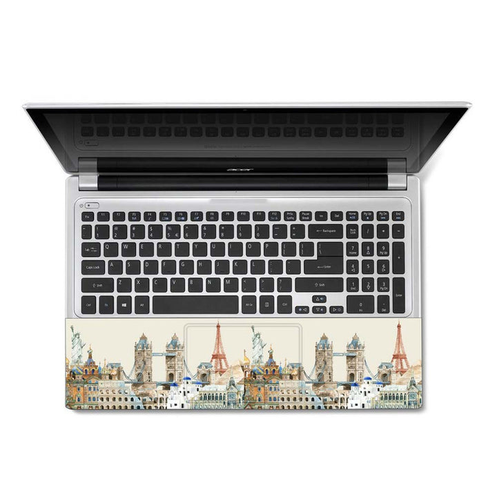 Full Panel Laptop Skin - World Monuments on Cream Shade