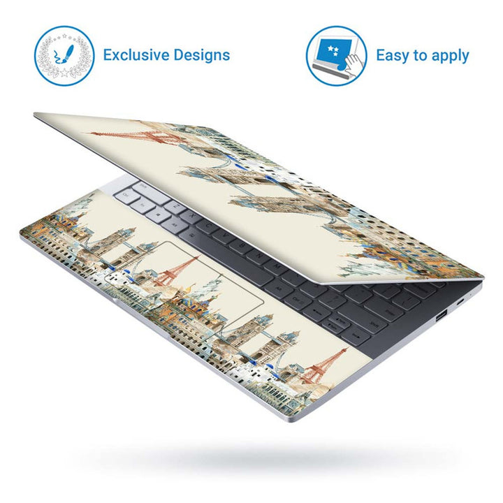 Full Panel Laptop Skin - World Monuments on Cream Shade