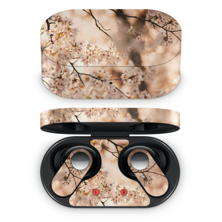 Oneplus Nord Buds Earbud Skin - White Floral Brown Shaded Stem