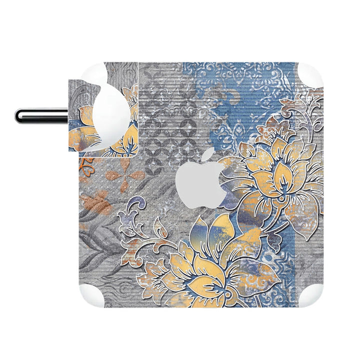 Charger Skin - Floral Art on Grey Canvas