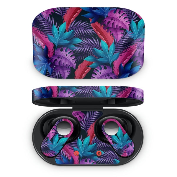 Oneplus Nord Buds Earbud Skin - Violet and Blue Tropical Leaves