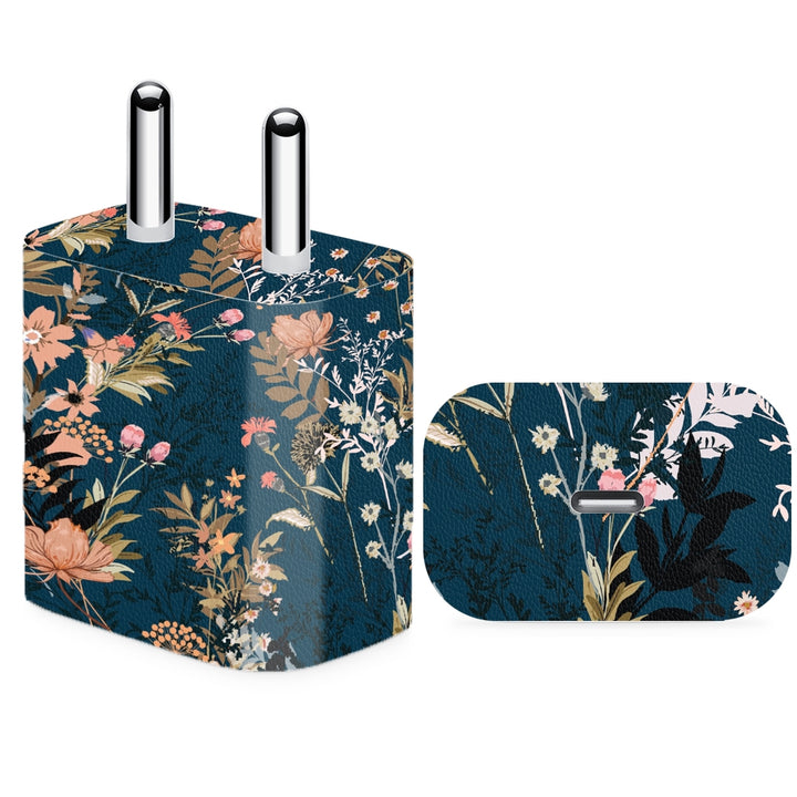 Charger Skin - Floral Blossom Design on Dark Blue