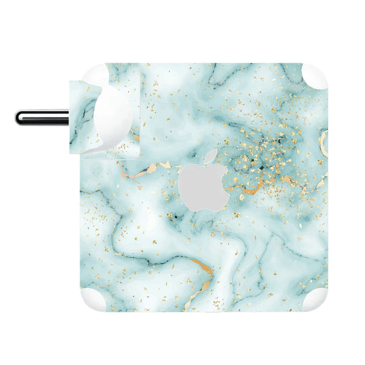 Charger Skin - Golden Effect on Green and White Marble
