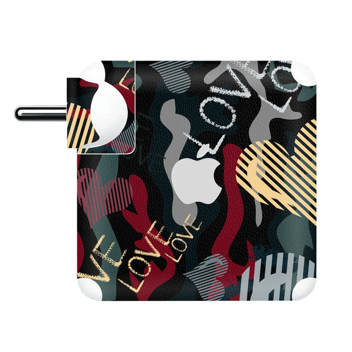 Charger Skin - Love Symbols With Dark Green Grey Red Abstract