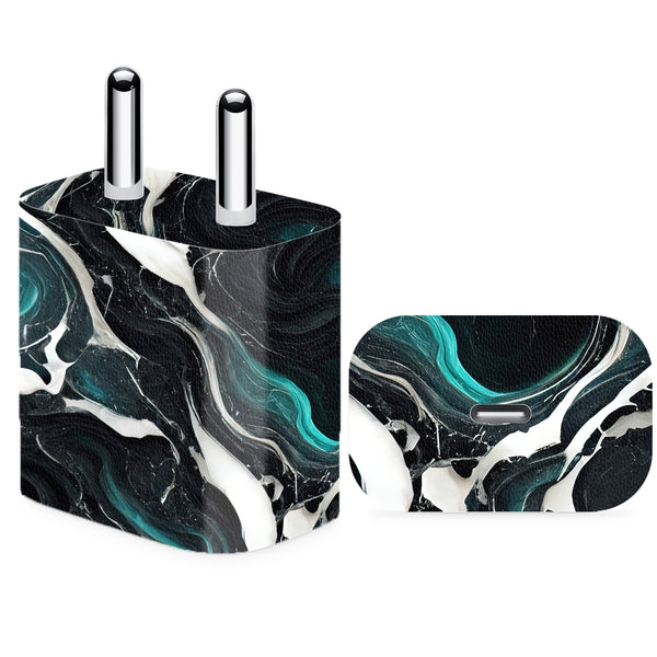 Charger Skin - Blue Black White Stone Art