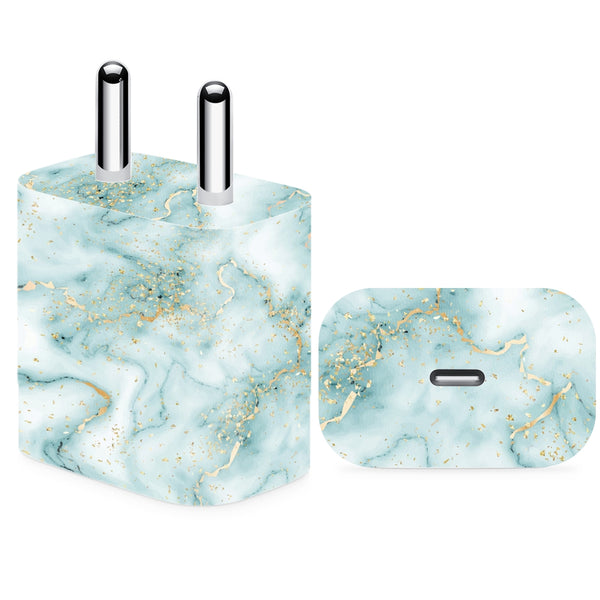 Charger Skin - Golden Effect on Green and White Marble