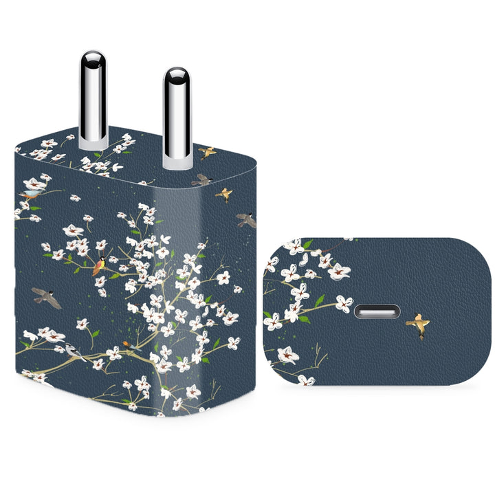 Charger Skin - Birds White Floral Blossom_UV