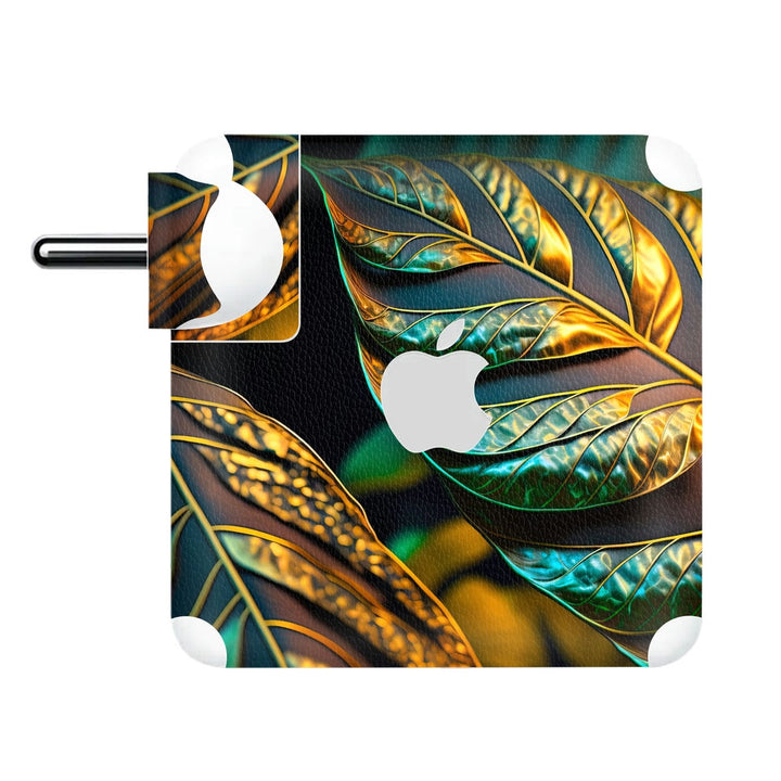 Charger Skin - Tropical Leaves Gold and Black Illustration