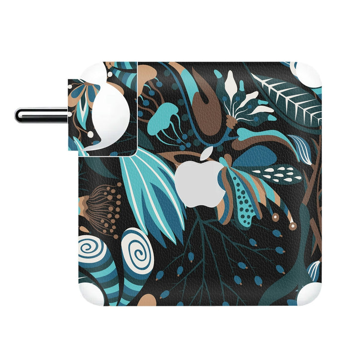 Charger Skin - Cyan Green Shaded  Butterfly Floral on Black