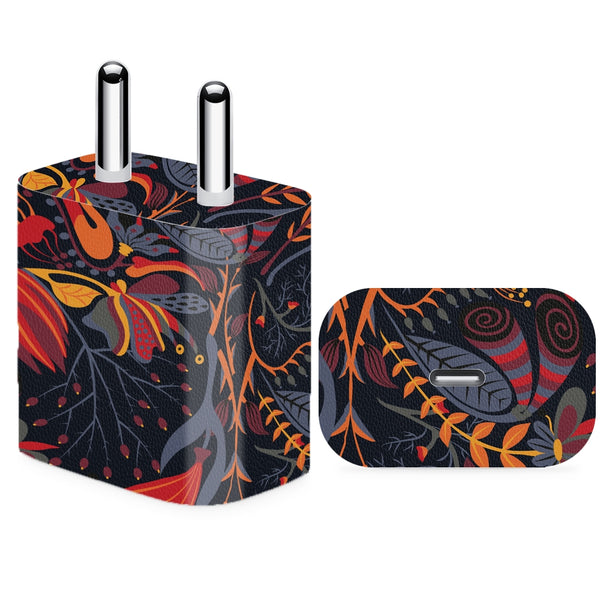 Charger Skin - Orange Grey Shaded  Butterfly Floral on Black