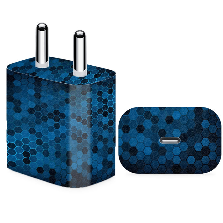 Charger Skin - Black Blue Honeycomb