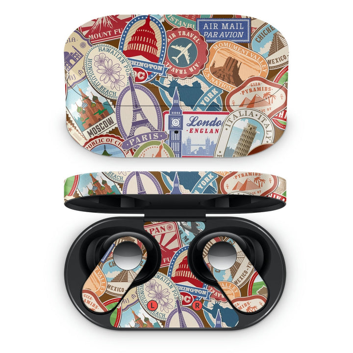 Oneplus Nord Buds Earbud Skin - Travel Stamp Doodle