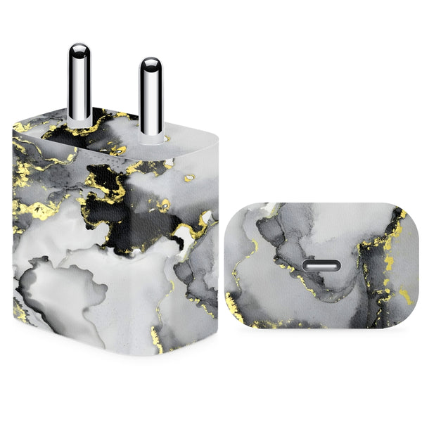 Charger Skin - Golden Highlighter Black Shaded Marble